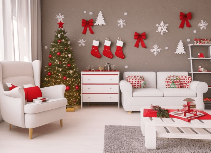 living room with handcrafted decorations